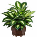 Plante artificielle verte avec pot en bois, hauteur 90 cm