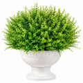 Plante Artificielle Feuillage Vert Intense en Pot Blanc, 30 cm
