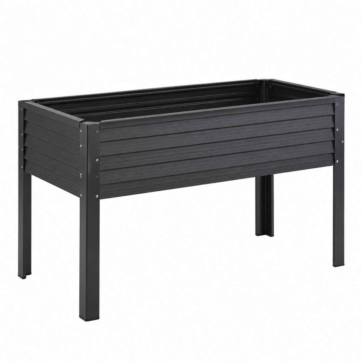 Jardinière surélevée en métal noir 100x40x80 cm