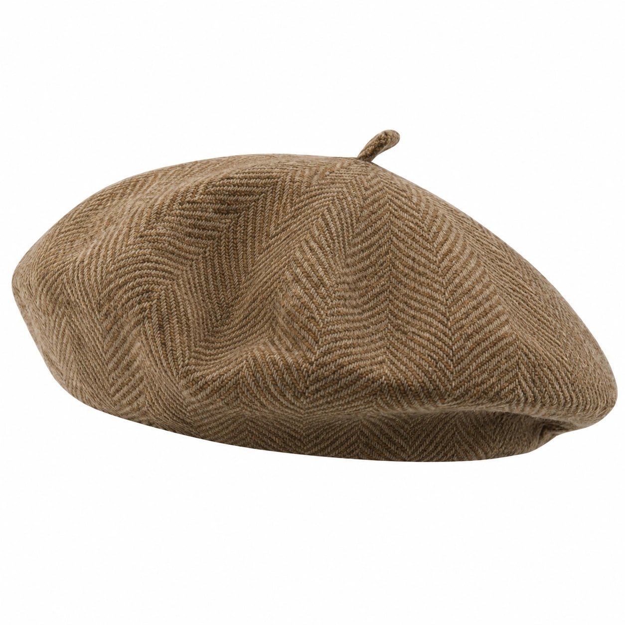 Béret en Laine à Chevrons Marron