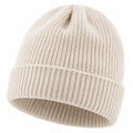 Bonnet en Maille Côtelée Beige
