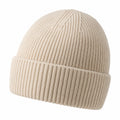 Bonnet en maille côtelée beige unisexe