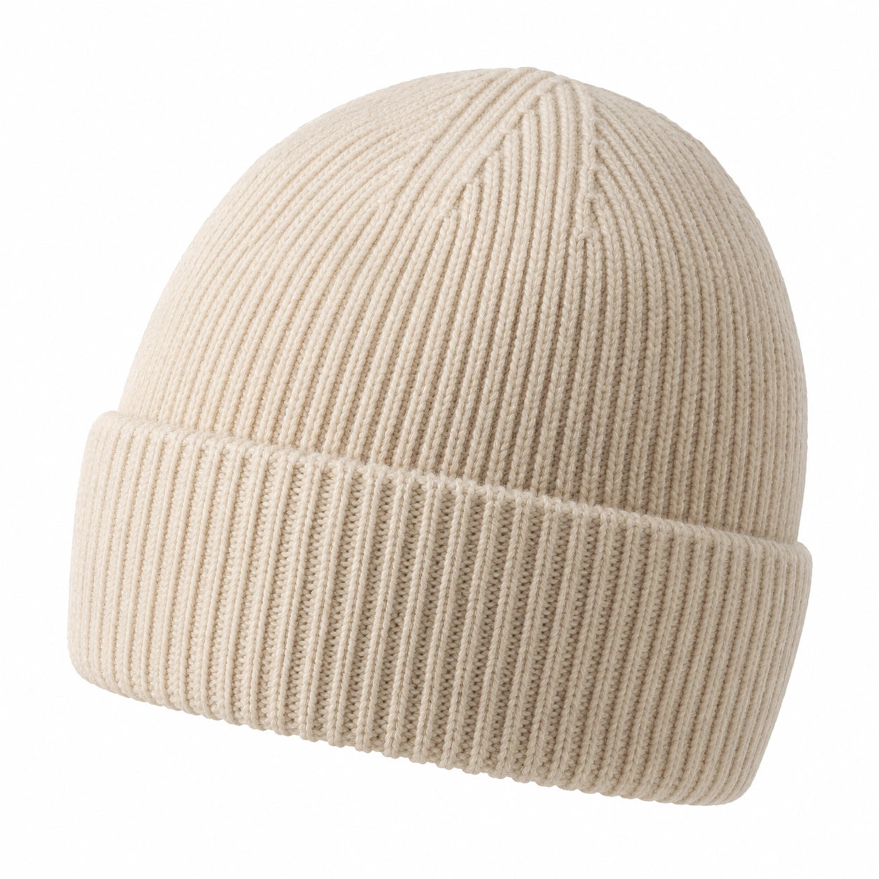 Bonnet en maille côtelée beige unisexe
