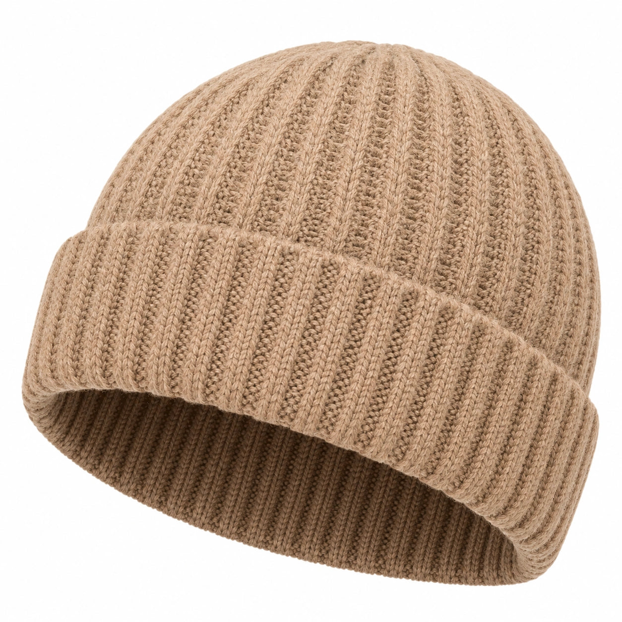 Bonnet côtelé unisexe beige