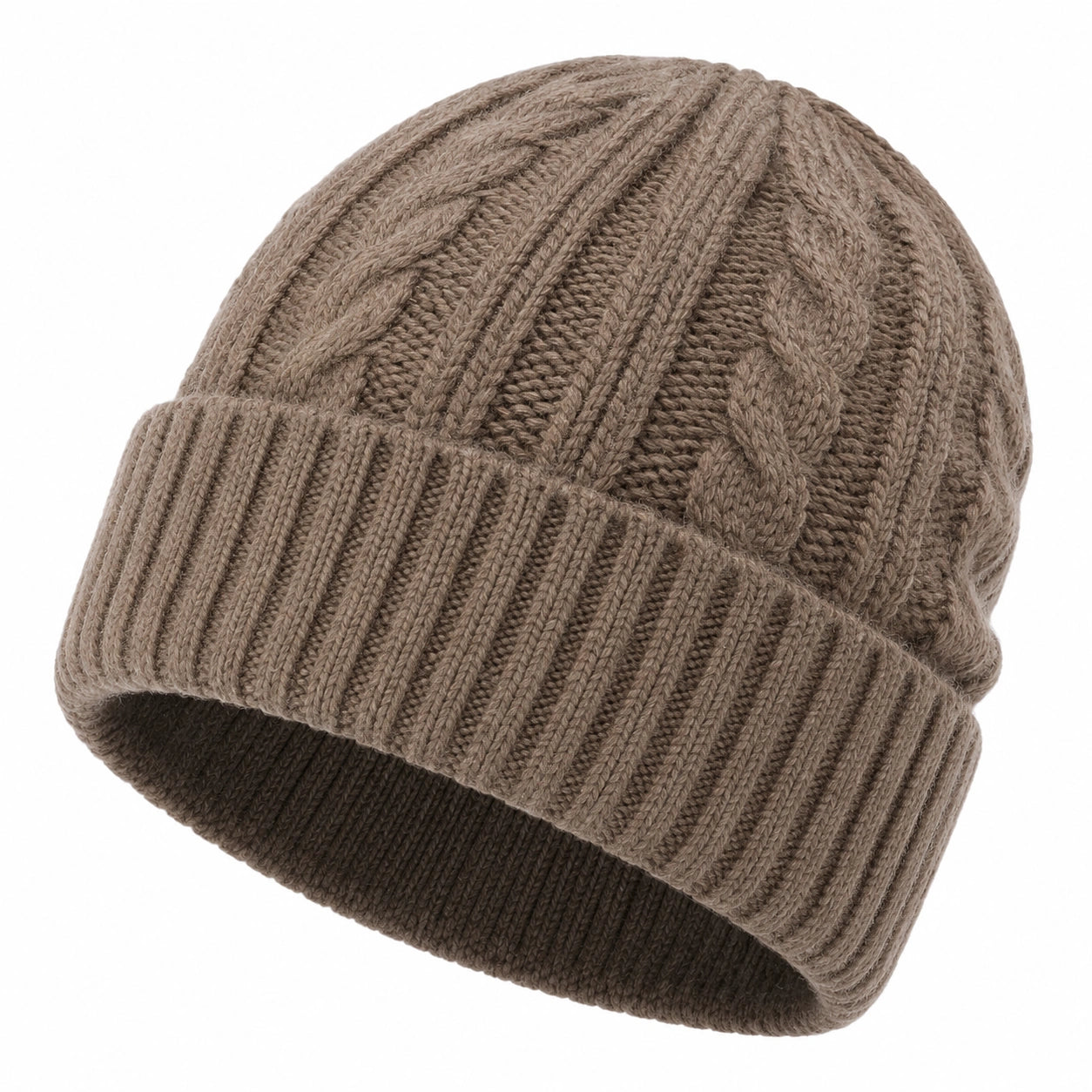 Bonnet en tricot torsadé pour adultes marron