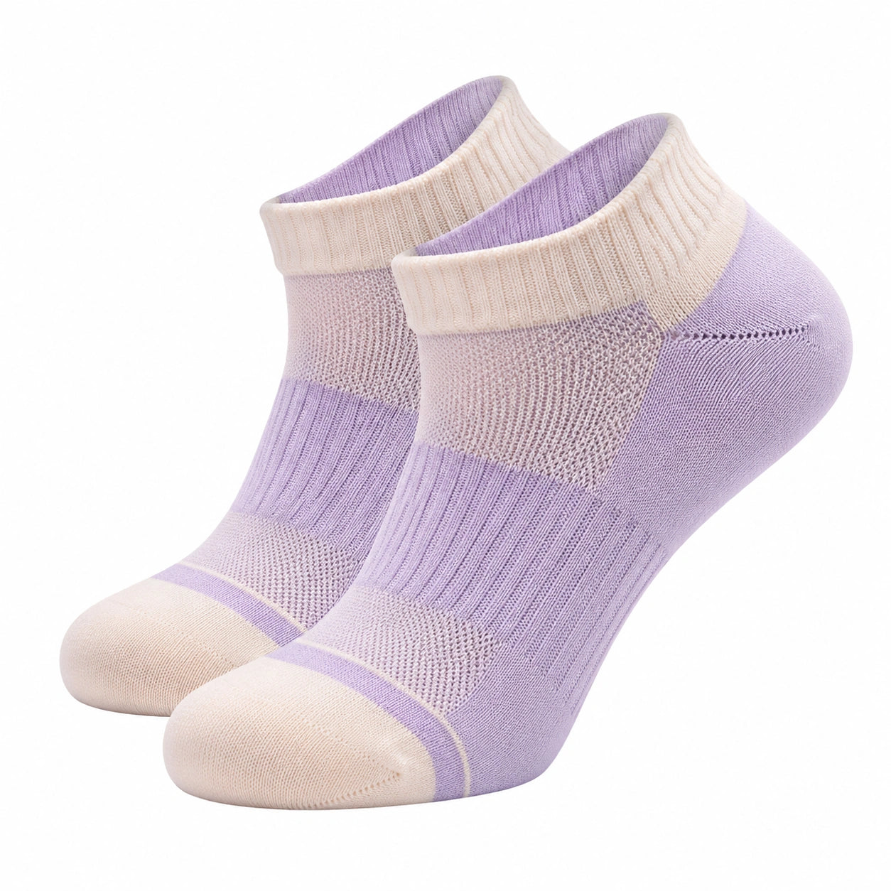 Chaussettes Courtes Respirantes Mauve et Beige