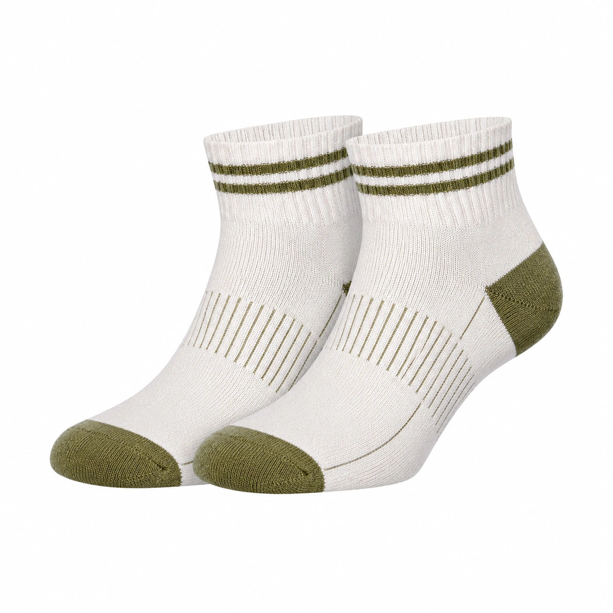 Chaussettes courtes blanches et vertes à rayures élégantes