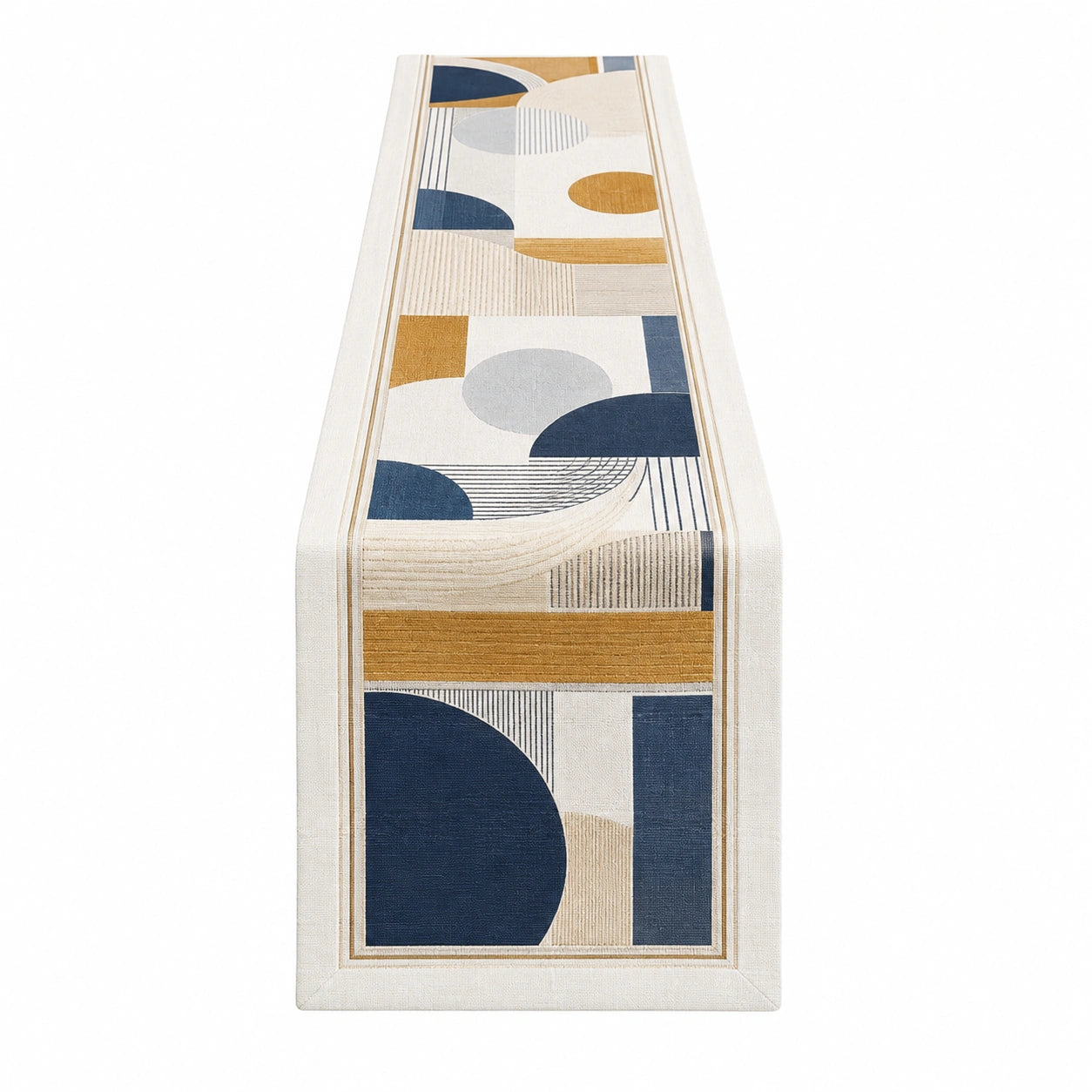 Chemin de Table Moderne Géométrique Bleu et Orange 180x35 cm