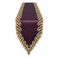 Chemin de Table en Satin Violet avec Broderies Dorées