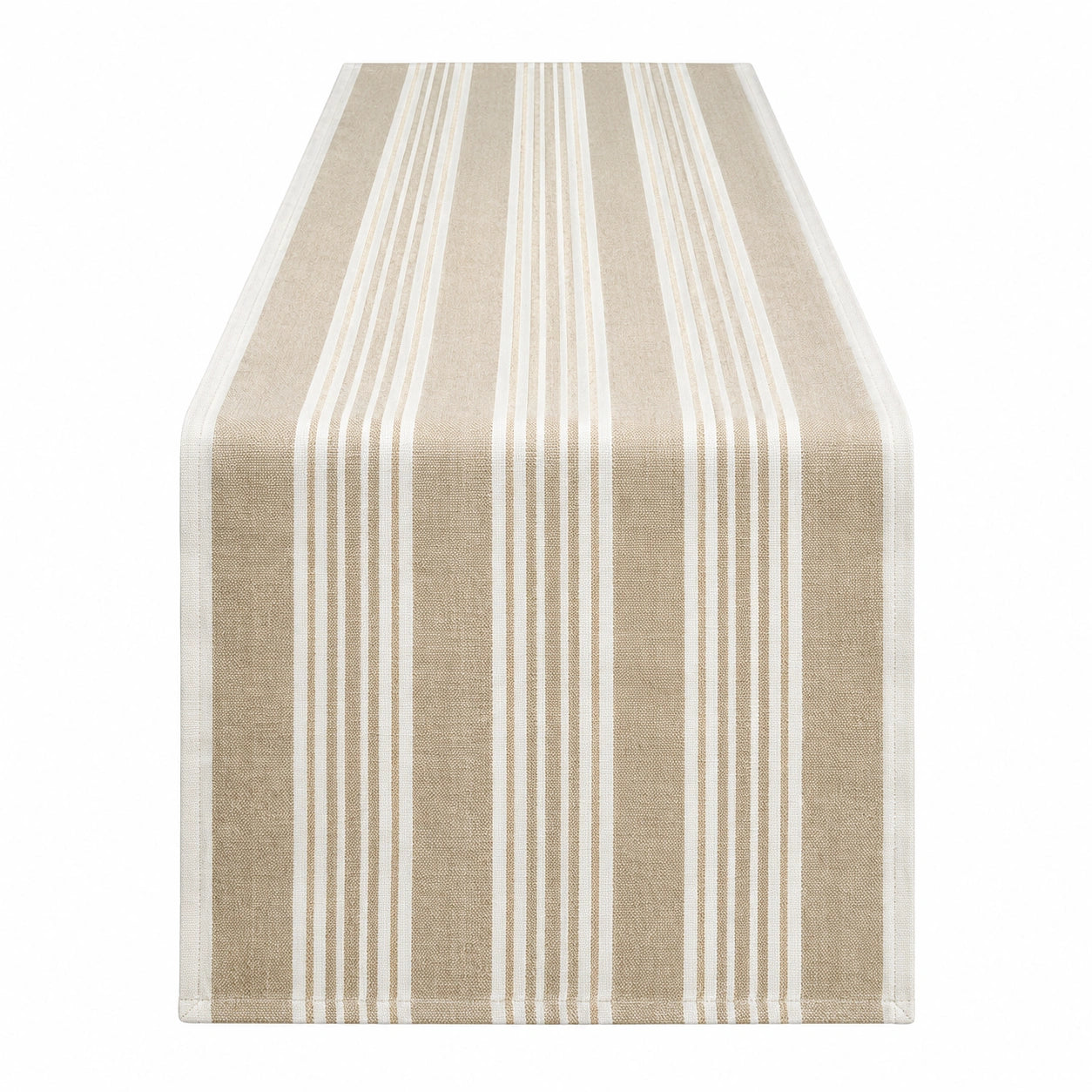 Chemin de Table à Rayures Beige et Blanc 140x40 cm