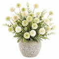 Plante Artificielle Sphérique en Pot Vert et Blanc 30 cm