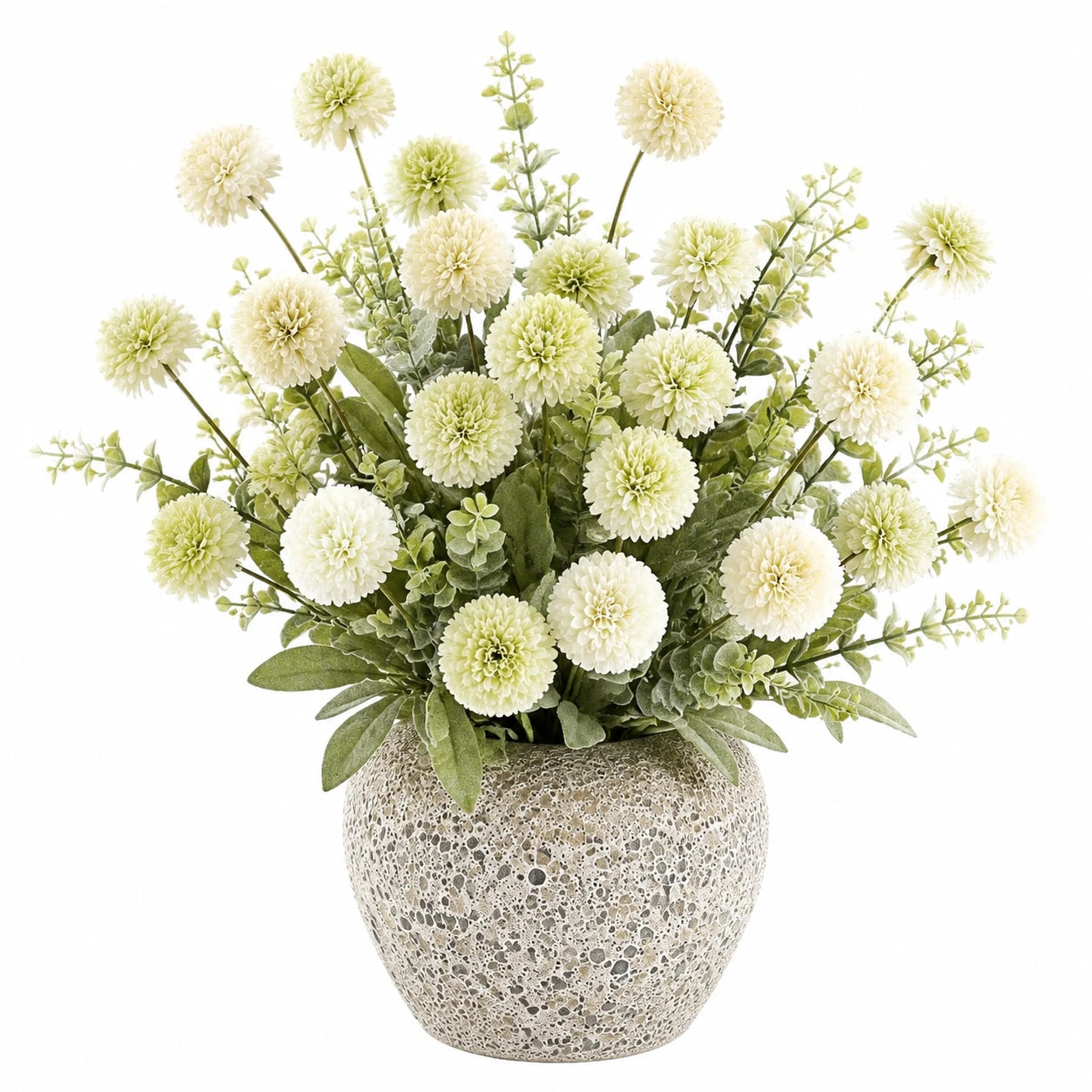Plante Artificielle Sphérique en Pot Vert et Blanc 30 cm