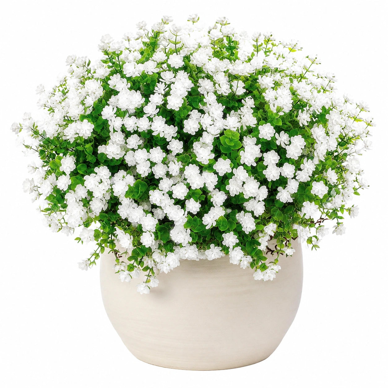 Plante Artificielle avec Fleurs Blanches en Pot en Céramique Blanche