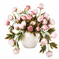 Bouquet de pivoines artificielles roses en vase blanc